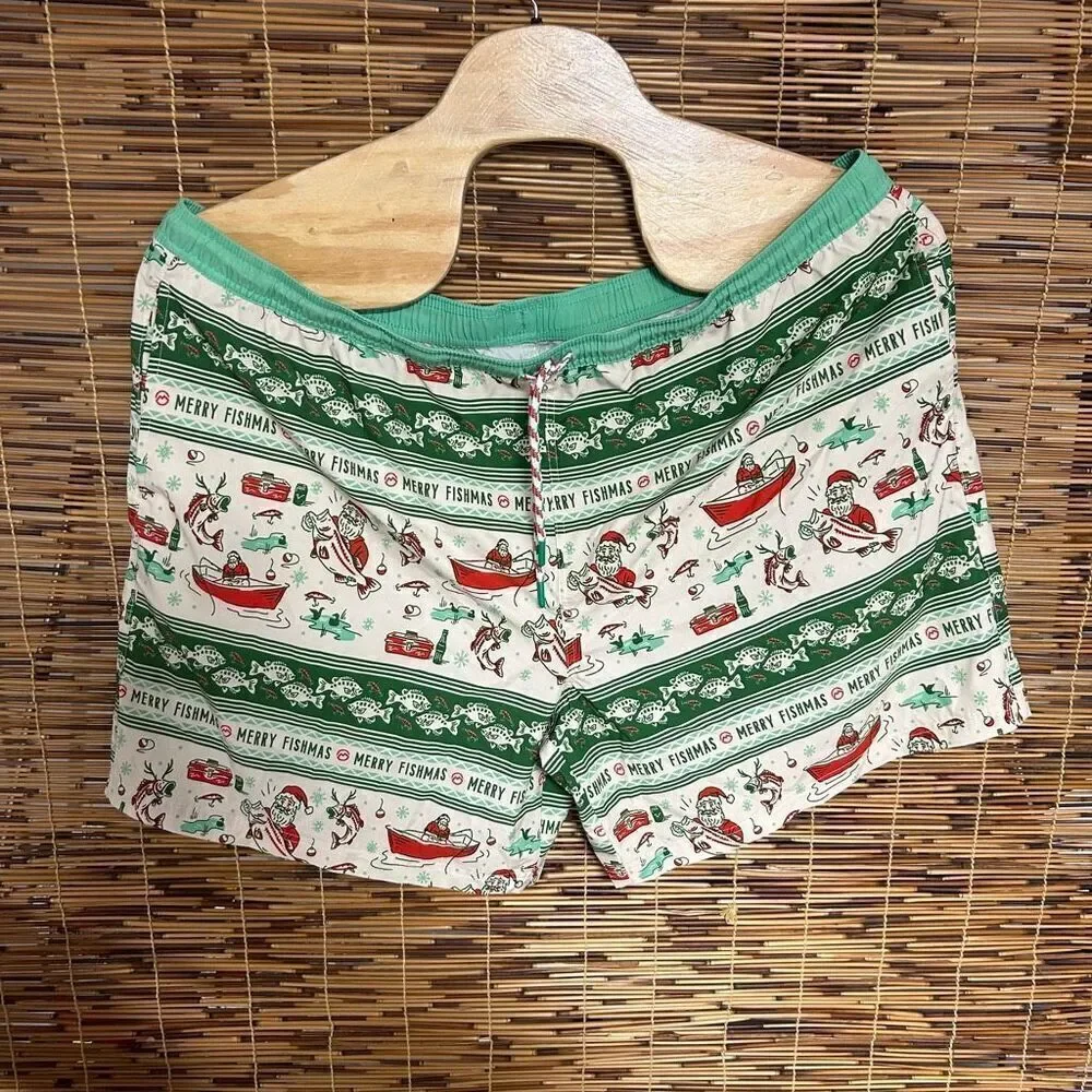 Magellan Outdoor Fish Gear 3XL Swim Trunks Christmas Santa Bass Boat